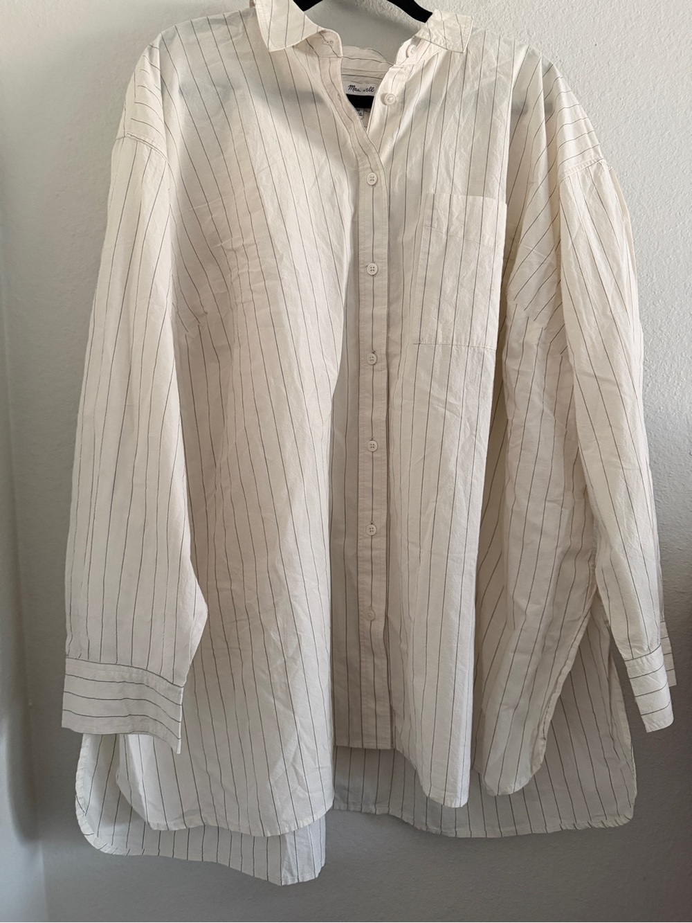 Madewell Shirt Women’s 3X Button Up Stripped Cream Classic Oversized